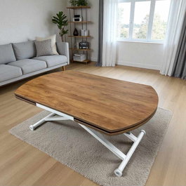 Hanah Home Mesa de Comedor Extensible Yan Yari Oval - Nogal y Blanco